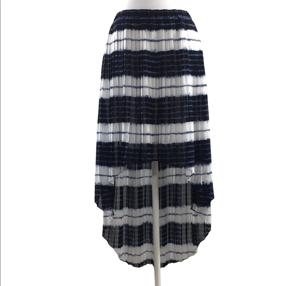 Michael Michael Kors Blue White Stripes Hi Low Skirt Womens Small‎ Pleated
